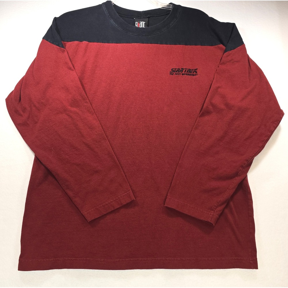 Vintage Giant Star Trek The Next Generation Shirt Mens XL Red Long Sleeve USA
